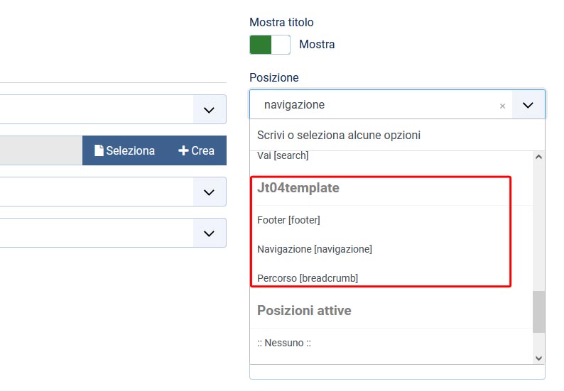 scelta della posizione per un modulo in Joomla!